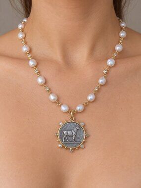 Handmade Freshwater Pearl Horse Necklace